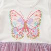 Baby Girl Butterfly Patched Pattern Mesh Patchwork Dress - 90 (12-24M) - Pink