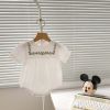 Baby Girl Solid Color Embroidered Design Cute Fashion Triangle Onesies - 66 (3-6M) - White