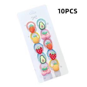 10pcs/set Girls Cartoon Nylon Scrunchie Kids Ponytail Holder Hair Bands Rubber Band Headband Fashion Hair Accessories (Color: A- 8)