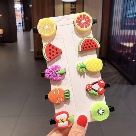 10Pcs Cartoon Baby Hairpins Fruit Unicorn Hair Clips Chidlren Hair Clips Barrette Kids Hair Accessories (Color: 12)